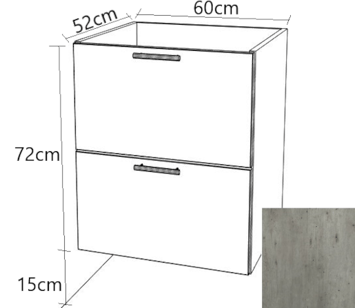 Kuchyňská skříňka zásuvková spodní Naturel Gia 60 cm beton BZ26072BE