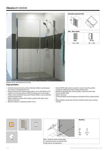 Sprchové dveře Huppe Classics 2, rozměr 120x200 cm C24709.069.321