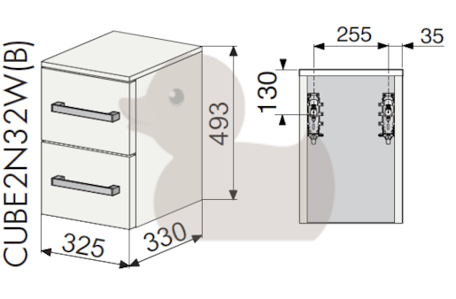 Koupelnová skříňka nízká Naturel Cube Way 32,5x33 cm bílá/wenge CUBE2N32W