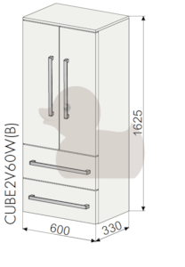 Koupelnová skříňka vysoká Naturel Cube Way 60x33 cm bílá/wenge CUBE2V60W