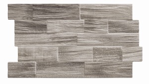 Mrazuvzdorné. Obklad v barevném provedení ebony v imitaci dřeva s matným povrchem. Vhodné do interiéru i exteriéru. S velkými a nahodilými odchylkami v odstínu barev, struktury povrchu a kresby.