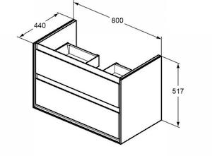 Koupelnová skříňka pod umyvadlo Ideal Standard Connect Air 80x44x51,7 cm bílá lesk/světle šedá mat E0819KN
