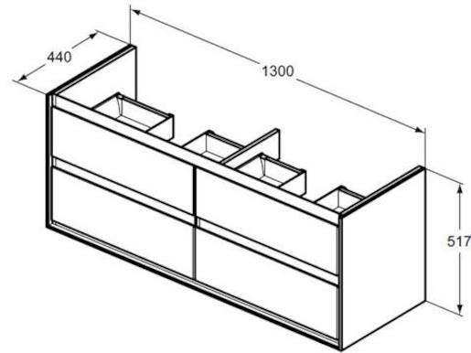 Koupelnová skříňka pod umyvadlo Ideal Standard Connect Air 130x44x51,7 cm světle šedá lesk/bílá mat E0824EQ