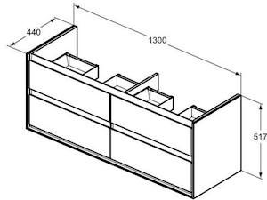 Koupelnová skříňka pod umyvadlo Ideal Standard Connect Air 130x44x51,7 cm bílá lesk/světle šedá mat E0824PS