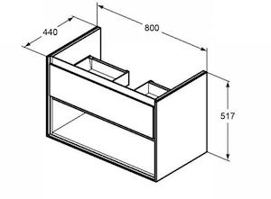 Koupelnová skříňka pod umyvadlo Ideal Standard Connect Air 80x44x51,7 cm světle šedá lesk/bílá mat E0827EQ