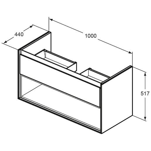 Koupelnová skříňka pod umyvadlo Ideal Standard Connect Air 100x44x51,7 cm světle šedá lesk/bílá mat E0828EQ