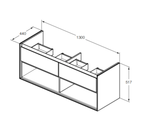 Koupelnová skříňka pod umyvadlo Ideal Standard Connect Air 130x44x51,7 cm bílá lesk/bílá mat E0831B2