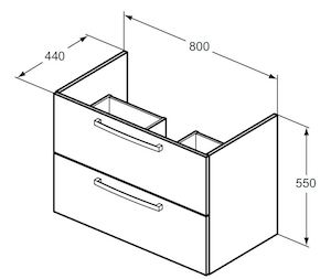 Koupelnová skříňka pod umyvadlo Ideal Standard Tempo 80x44x55 cm dub světle šedý E3242SG
