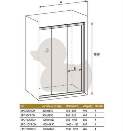 Sprchové dveře Anima Epd posuvné 100 cm, neprůhledné sklo, chrom profil EPD100CRCH