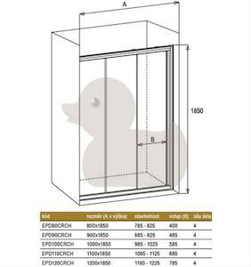 Sprchové dveře Anima Epd posuvné 120 cm, neprůhledné sklo, chrom profil EPD120CRCH