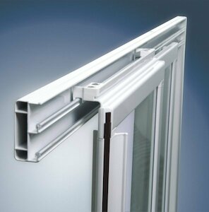 Atypické sprchové dveře  SRV2 šíře 89 a výšky 185, bílý profil čiré sklo
