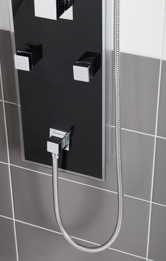 Sprchový panel SIKO Glass Shower na stěnu s termostatickou baterií černá GLASHOWERC