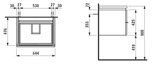 Koupelnová skříňka pod umyvadlo Laufen Case 64,4x47,6x45,6 cm bílá lesk H4012120754751