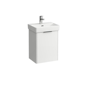 Závěsná koupelnová skříňka pod umyvadlo v bílé barvě s lesklým povrchem o rozměru 41,5x53x32,5 cm.