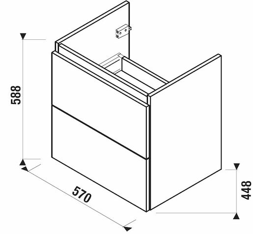 Koupelnová skříňka pod umyvadlo Jika Mio-N 57x44,5x58,8 cm bílá H40J7144015001