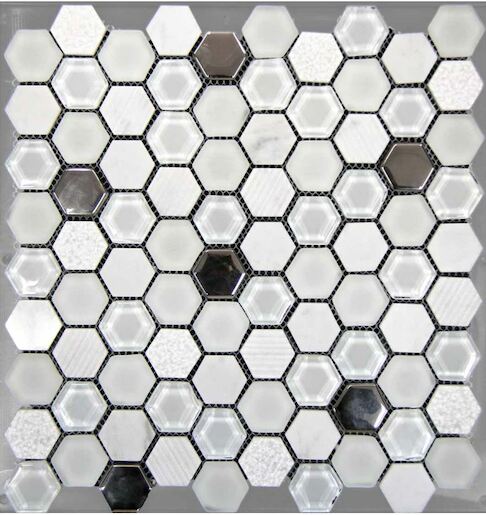Mozaika Mosavit Hexagono blanco 30x30 cm mat / lesk HEXABL