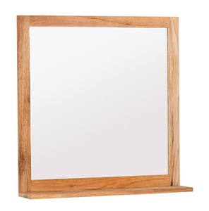Zrcadlo s poličkou o rozměru 60x61,5 cm. Rám zrcadla v dekoru ořech. Orientace zrcadla na výšku.