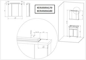 Zrcadlová skříňka s osvětlením Keramia Pro 70x65 cm KERAMIAG70