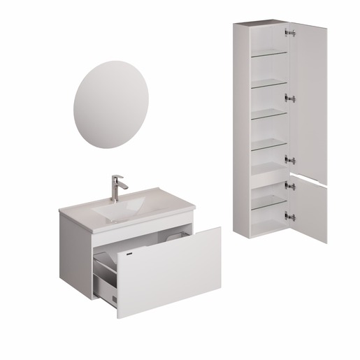 Koupelnová sestava s umyvadlem včetně umyvadlové baterie, vtoku a sifonu Naturel Ancona lesklá bílá KSETANCONA18