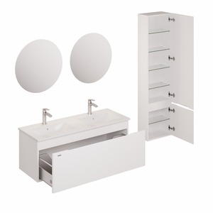 Koupelnová sestava s umyvadlem včetně umyvadlové baterie, vtoku a sifonu Naturel Ancona bílá KSETANCONA8