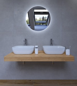 Koupelnová sestava Hansgrohe s deskou pod umyvadlo Dolce 120x8x50 cm dub halifax KSETDO18