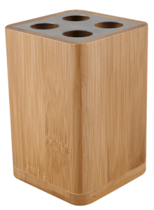 SIKO praktický volně stojící držák kartáčků LATIA z dřevěného materiálu, je díky svému hranatému designu vhodný koupelnový doplněk.