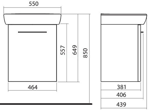 Koupelnová skříňka s umyvadlem Kolo Nova Pro 55x43,9x64,9 cm bílá lesk M39005000