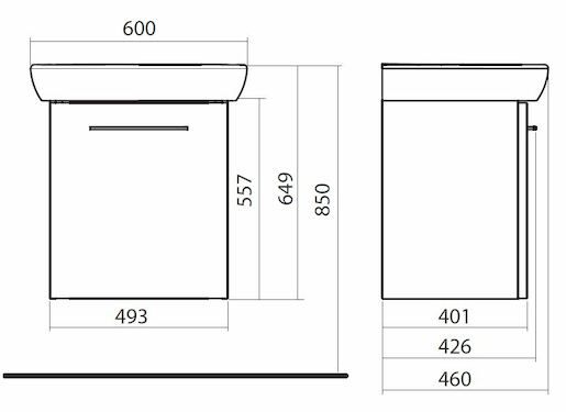 Koupelnová skříňka s umyvadlem Kolo Nova Pro 60x46x64,9 cm bílá lesk M39006000