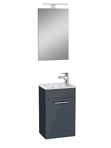 Koupelnová sestava s umyvadlem zrcadlem a osvětlením VitrA Mia 39x61x28 cm antracit lesk MIASET40A