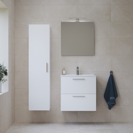 Koupelnová sestava s umyvadlem zrcadlem a osvětlením Vitra Mia 59x61x39,5 cm bílá lesk MIASET60B