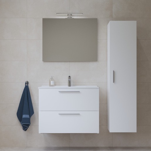 Koupelnová sestava s umyvadlem zrcadlem a osvětlením VitrA Mia 79x61x39,5 cm bílá lesk MIASET80B