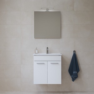 Koupelnová sestava s umyvadlem zrcadlem a osvětlením VitrA Mia 59x61x39,5 cm bílá lesk MIASETFP60B