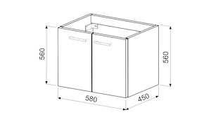 Koupelnová skříňka pod umyvadlo Naturel Ratio 58x56x45 cm bílá lesk MK602D56PU.9016G
