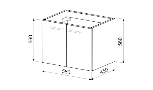 Koupelnová skříňka pod umyvadlo Naturel Ratio 58x56x45 cm bílá lesk MK602D56PU.9016G