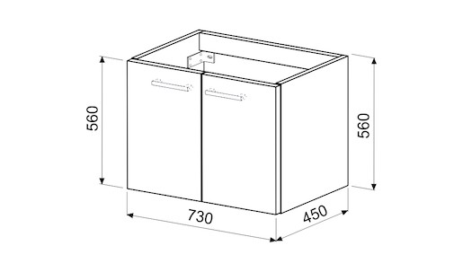 Koupelnová skříňka pod umyvadlo Naturel Ratio 73x56x45 cm bílá lesk MK752D56PU.9016G