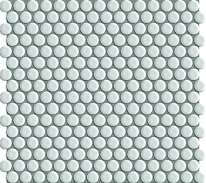 Mrazuvzdorná keramická mozaika v bílé barvě o rozměru 29,4x31,5 cm a tloušťce 5,5 mm s lesklým povrchem. Základní prvek ve tvaru kruhu o rozměru 1,9x1,9 cm.