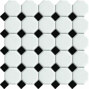 Keramická mozaika Premium Mosaic mix černá/bílá 30x30 cm mat / lesk MOSOCTAGON