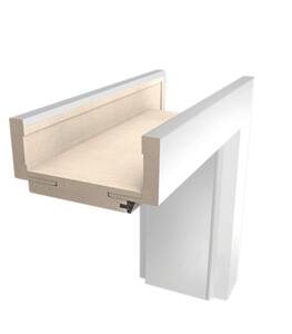 Levá obložková zárubeň v bílé barvě pro dveře o šířce 80 cm pro tloušťku stěny 10-14 cm. Povrch CPL.