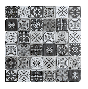 Skleněná mozaika Premium Mosaic černobílá 30x30 cm mat / lesk PATCHWORK48MIX2
