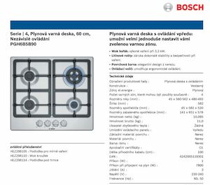 Plynová varná deska Bosch nerez PGH6B5B90