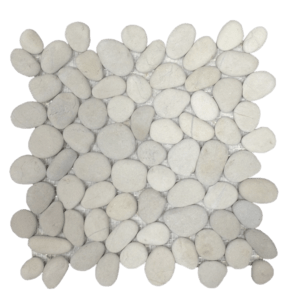 Mrazuvzdorná kamenná mozaika v bílé barvě o rozměru 30x30 cm a tloušťce 8 mm s matným povrchem. Základní prvek má nepravidelný tvar.