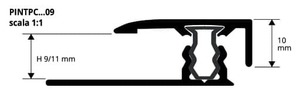 Lišta distanční Progress Profile Terminal Pin hliník elox silver, délka 270 cm, výška 9-11 mm, PINTPCAA09