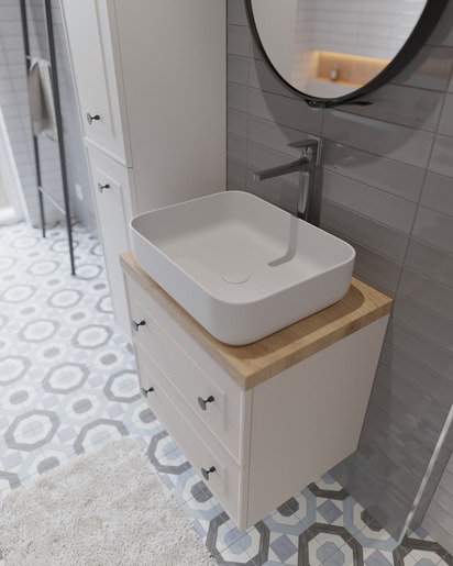 Koupelnová skříňka pod umyvadlo Salgar Renoir 80x58x46 cm bílá bavlna mat RENOIR80BM