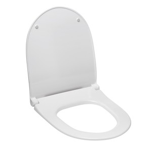 WC prkénko z duroplastu se softclose (pomalé sklápění) v bílé barvě a délkou sedátka 45,2 cm. Panty z kovu se skrytým uchycením.