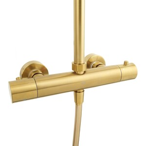 Sprchový systém SAT DARK na stěnu s termostatickou baterií broušené zlato SATDASSTKBZ
