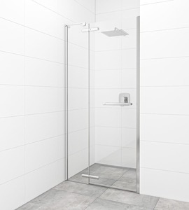 Sprchové dveře včetně nikového profilu v lesklém chromu, výplň je z čirého skla bez dekoru. Produkt je opatřen povrchovou úpravou Easy Clean, která usnadňuje čistění a minimalizuje usazování vodního kamene. Otočný systém otevírání. Určení - levá i pravá orientace.