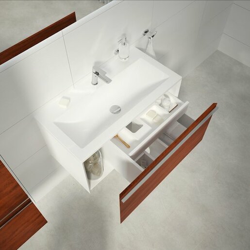 Koupelnová skříňka pod umyvadlo Ravak Clear 80x38 cm bílá/třešeň X000000758