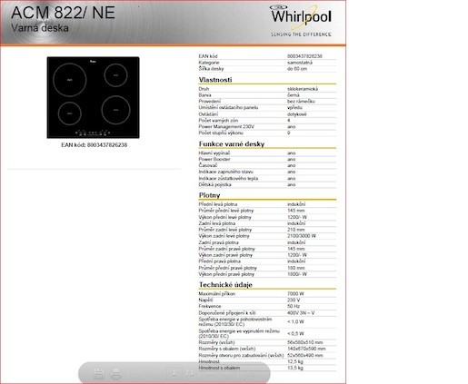 Trouba + indukční varná deska  Whirlpool SETWH3