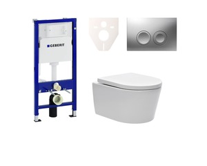 Cenově zvýhodněný závěsný WC set Geberit do lehkých stěn / předstěnová montáž+ WC SAT Brevis SIKOGES6W3