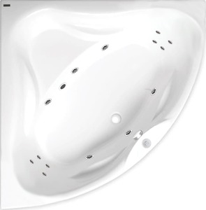 Masážní vana z akrylátu tloušťka materiálu je 3,2 mm. Určení vany - levá i pravá orientace. S hydromasáží. Objem vany je 250 litrů. Balení včetně sifonu a nožiček.